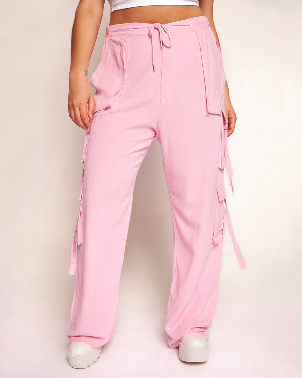 Strawberry Cream Parachute Pants-Baby Pink-Regular-Front-Curve1--Makayla3---1X