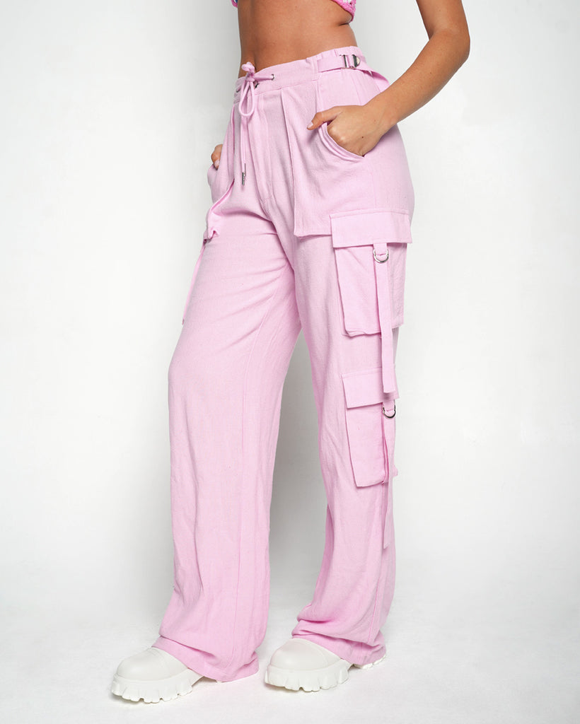 Strawberry Cream Parachute Pants-Baby Pink-Regular-Side--Sarah2---S