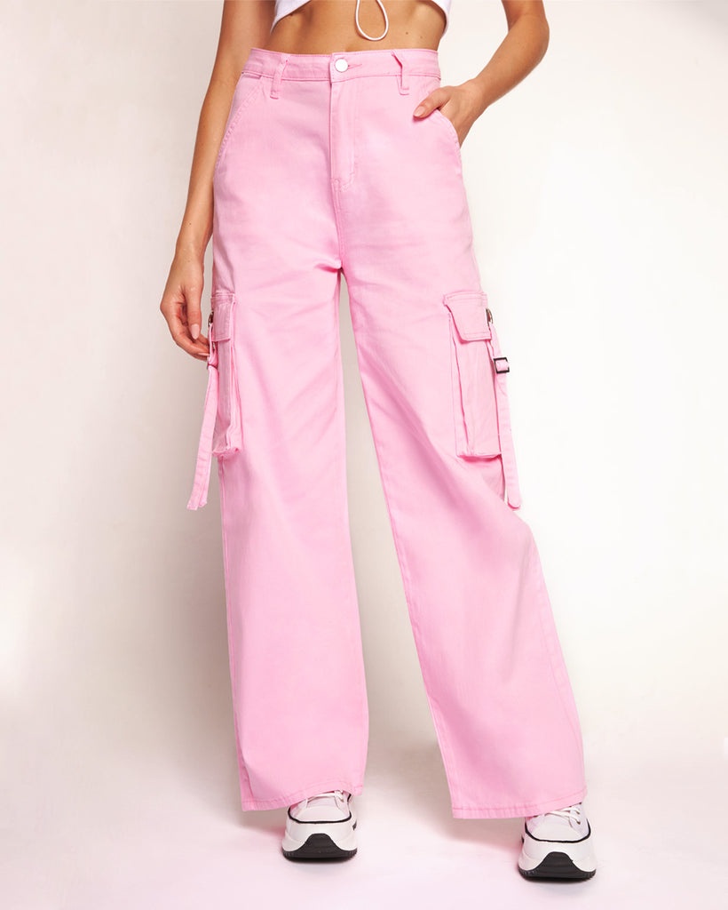 Strawberry Milk Wide Leg Pants-Pink-Front--Liberty---S