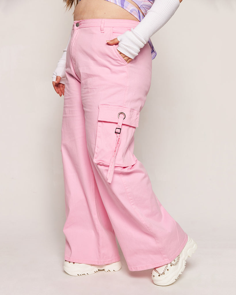 Strawberry Milk Wide Leg Pants-Curve1-Baby Pink-Side--Milani---1X