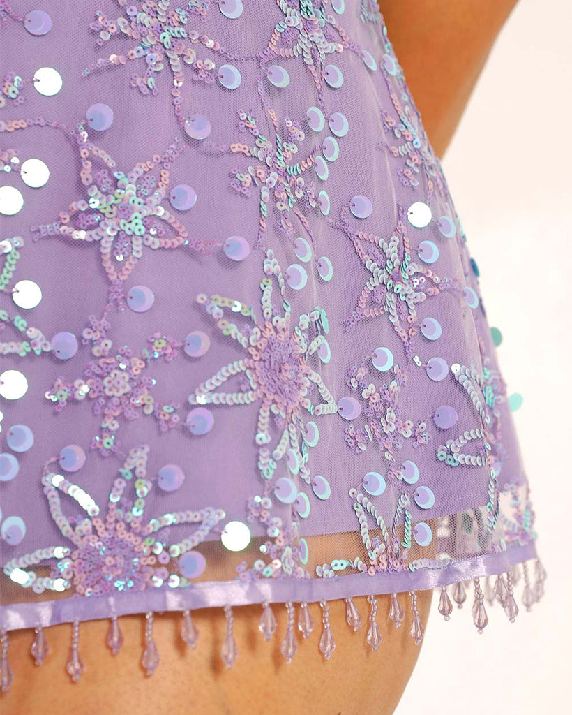 Sweet Serenade Floral Sequin Dress-Curve1-Lavender-Detail 2