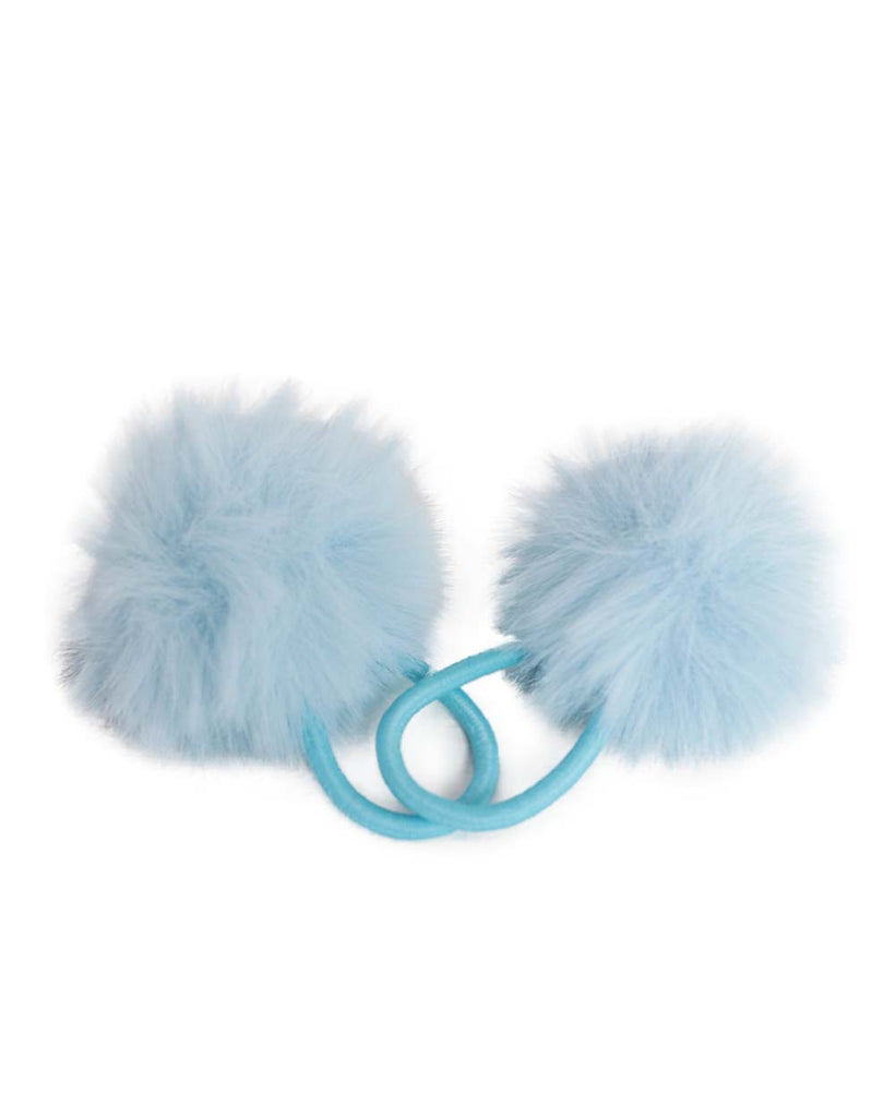Sweet Talk Furry Hair Ties-Baby Blue-Regular-Full--Model---S