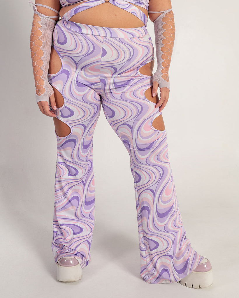 Swirly Sis Cutout O-Ring Bell Bottoms-Curve1-Baby Pink/Lavender-Front--Eleena---1X