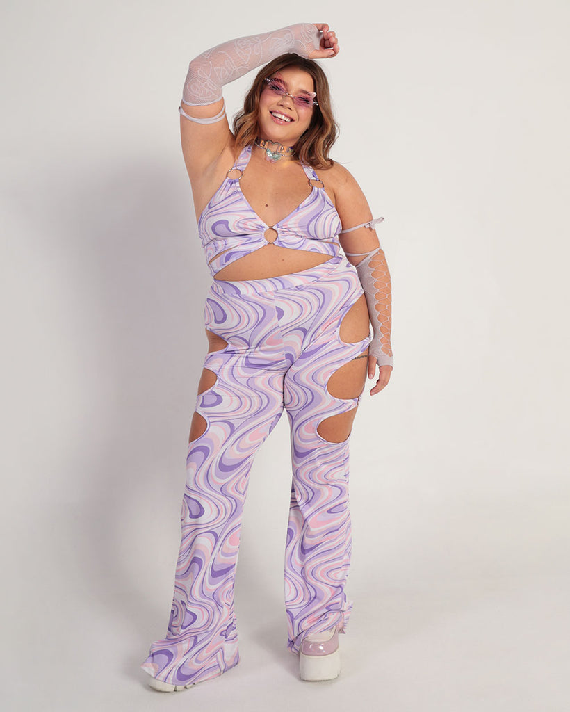 Swirly Sis Cutout O-Ring Bell Bottoms-Curve1-Baby Pink/Lavender-Full--Eleena---1X