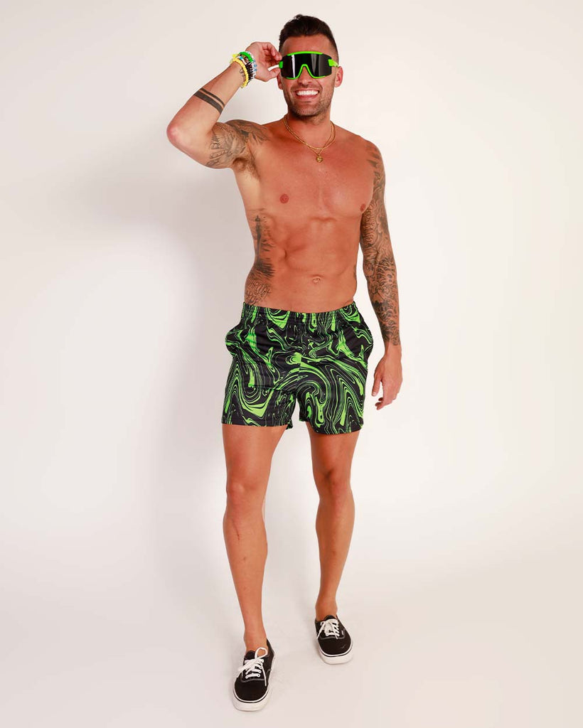 Thrillseeker Men's Shorts-Black/Neon Green-Full--Zach---L