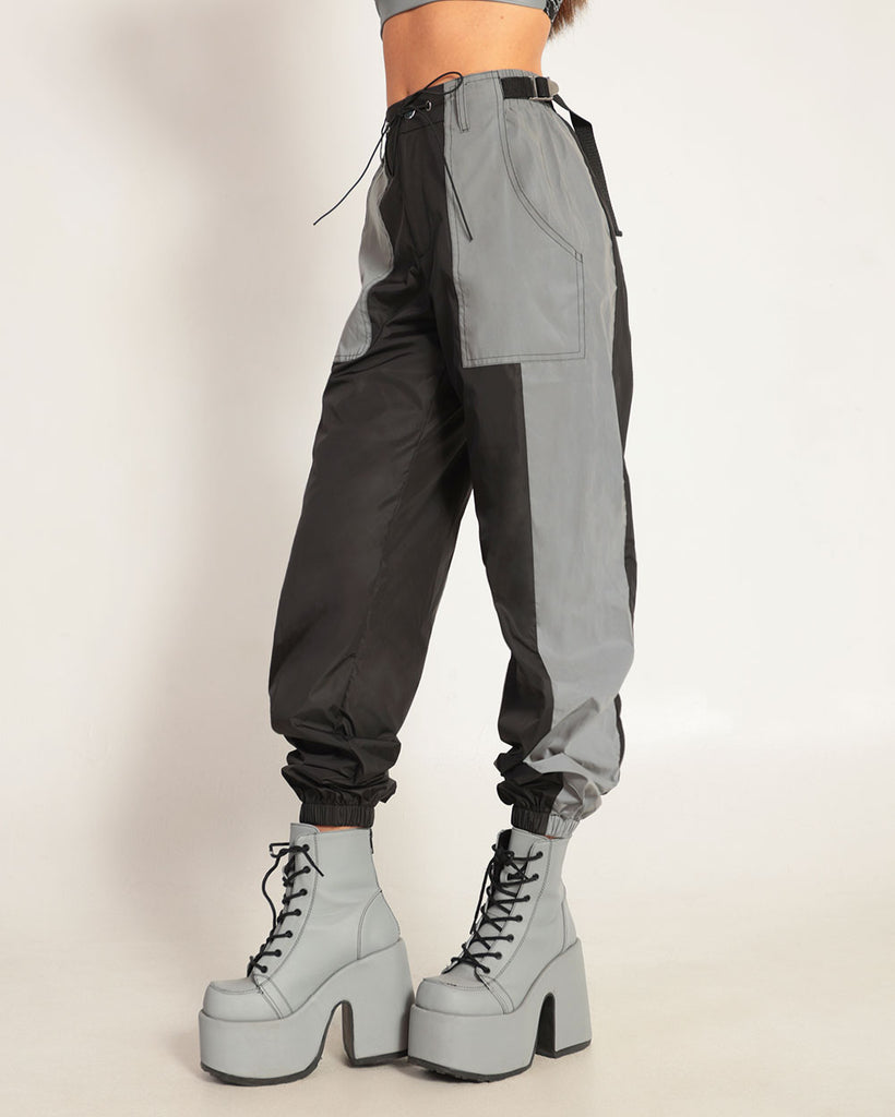 Time 2 Get Lit Reflective Cargo Joggers-Black-Side--Hannah---S