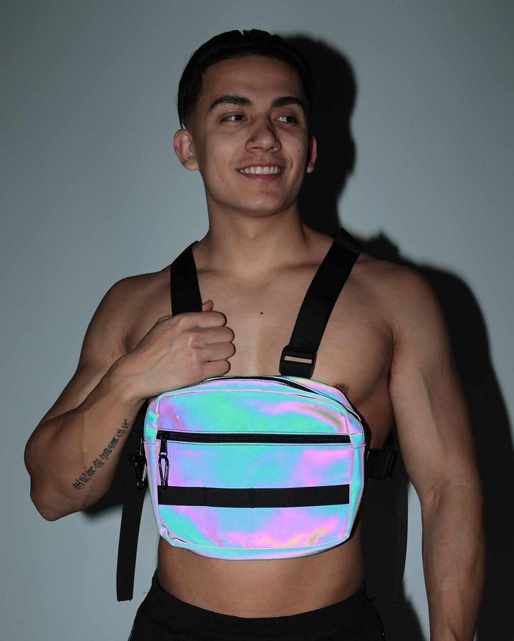 Transcendence Rainbow Reflective Harness Chest Pack-Black/Rainbow-Regular-Rainbow Reflective--Raine---S