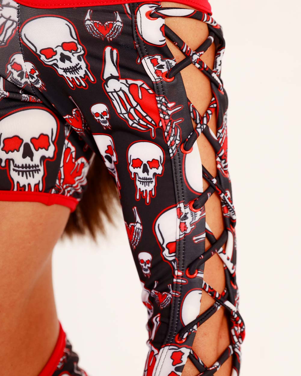 Trick or Techno Skull Bodysuit-Black/Red/White-Detail 2
