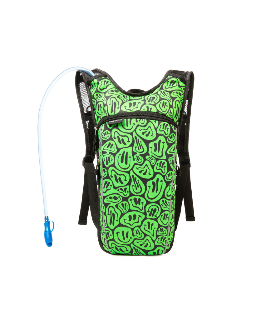 Trippy Stuff UV Reactive Hydration Pack with Back Pocket for Anti-Theft-Black/Neon Green-Front