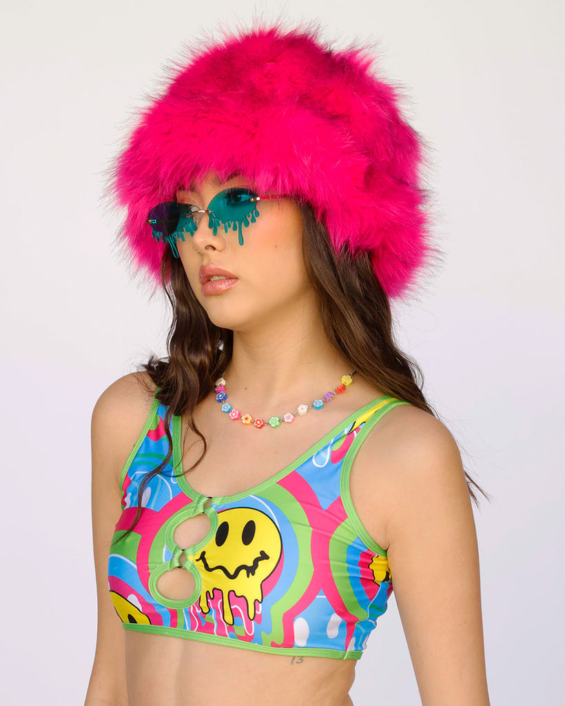 Trippy Time Acid Smiley Bra Top-Blue/Green/Pink-Side--Bethany---S