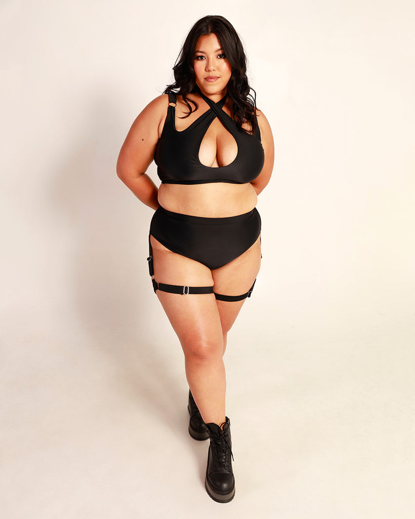 U Could Never Bottoms with Leg Harness-Curve1-Black-Full--Silvia---1X
