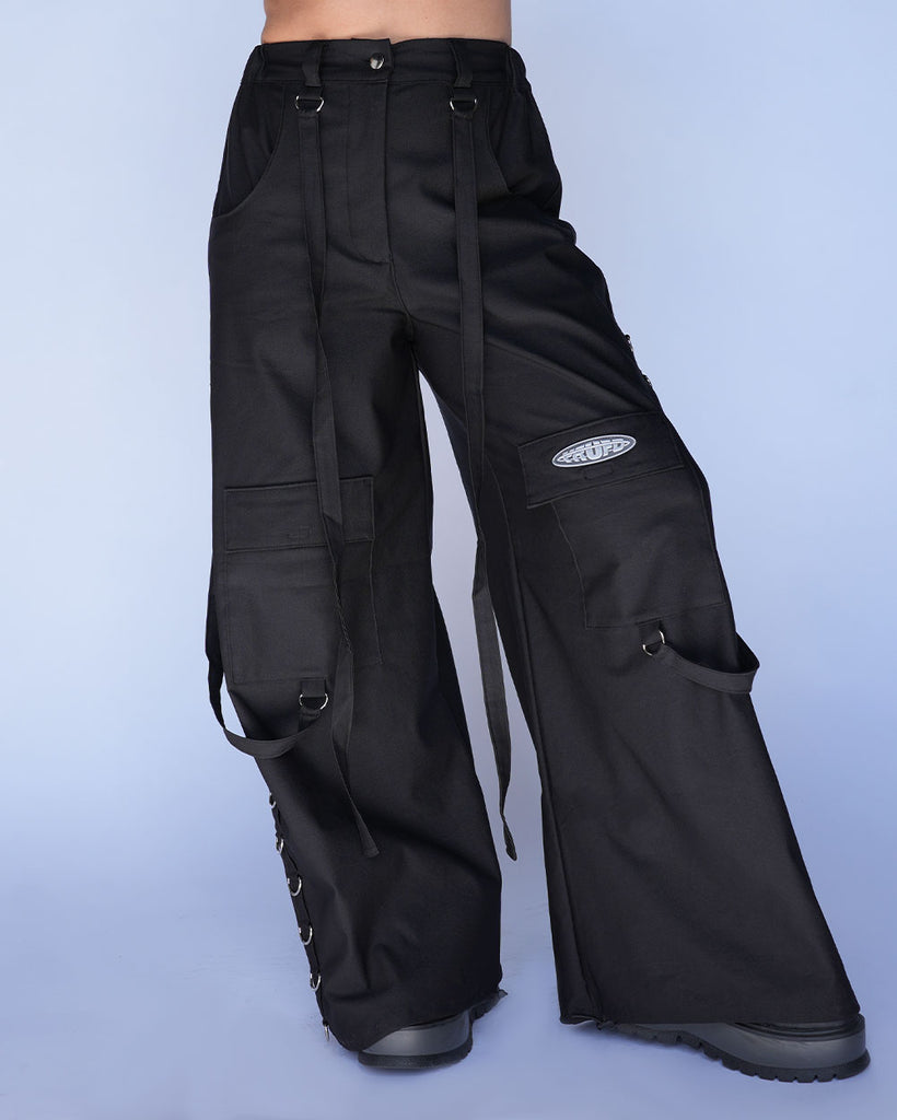 YRUFO Mecha Chain Unisex Wide Leg Pants-Black-Front--Amber2---S-M