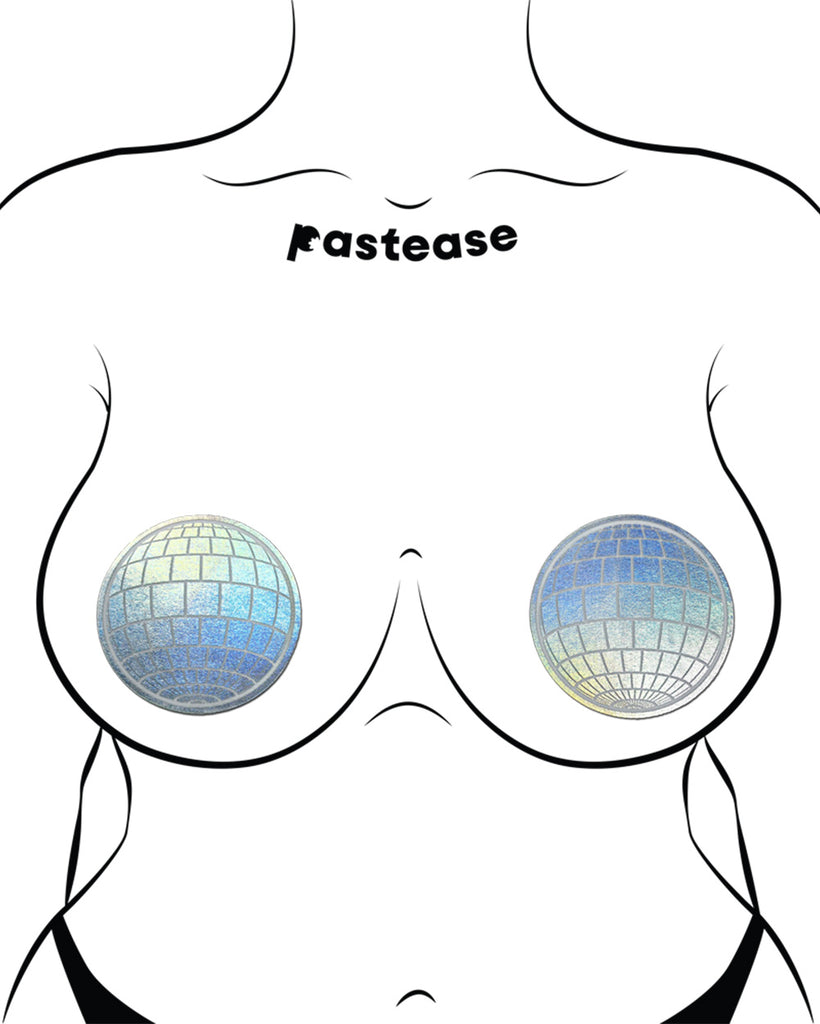Pastease x iHR Silver Holo Disco Ball Pasties-Silver-Regular-Front 2--Model---S