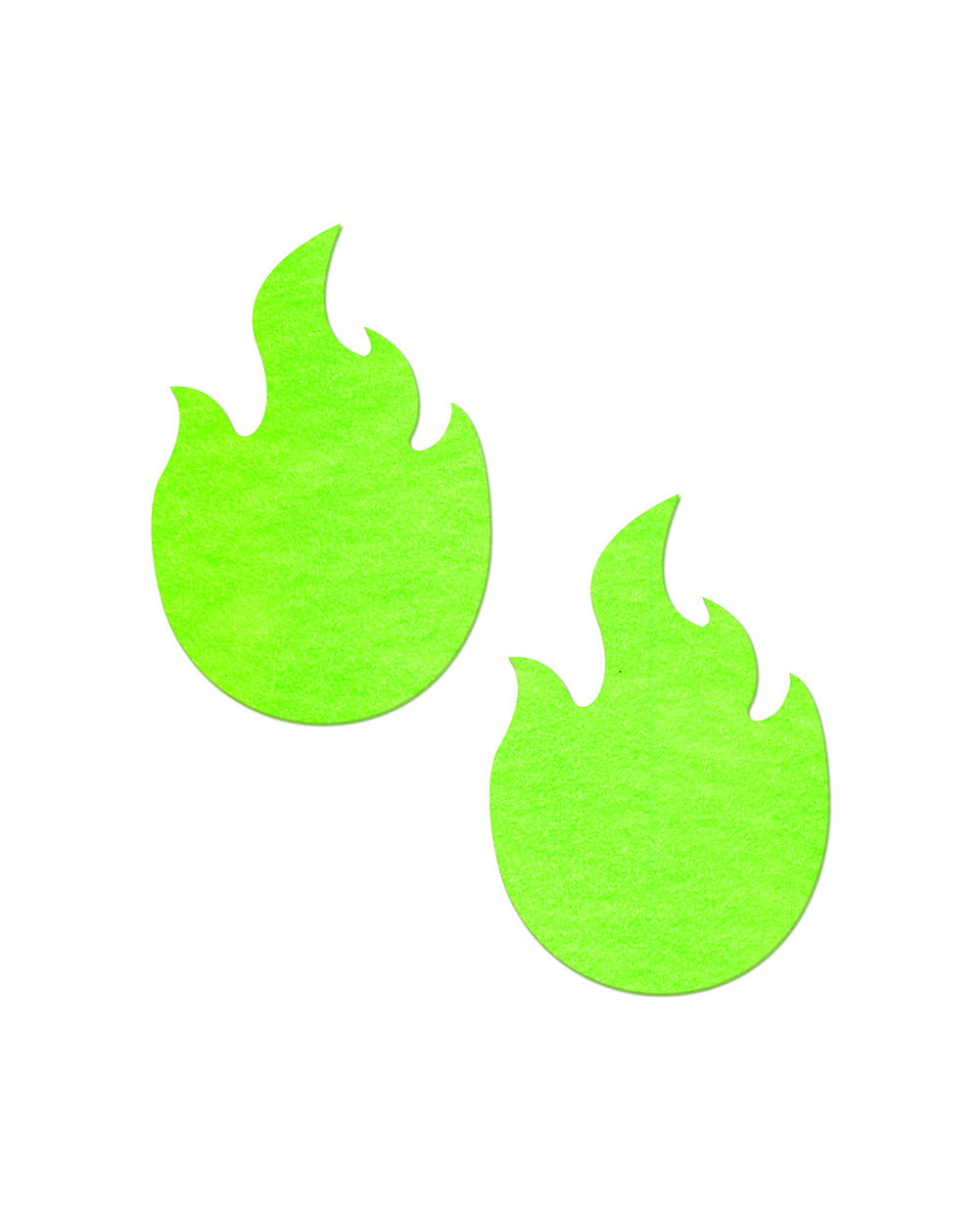 Pastease Let It Burn UV Reactive Glow In the Dark Neon Flame Pasties-Neon Green-Front
