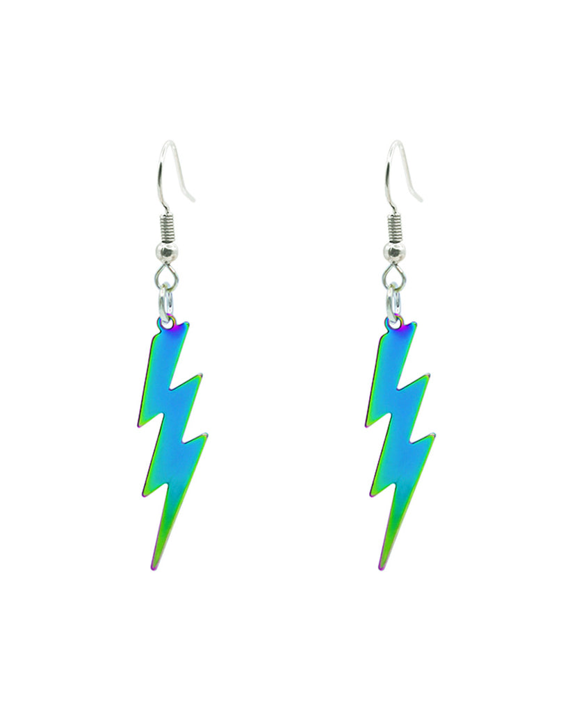 Lightning Thief Earrings-Rainbow-Regular-Front--Model---S