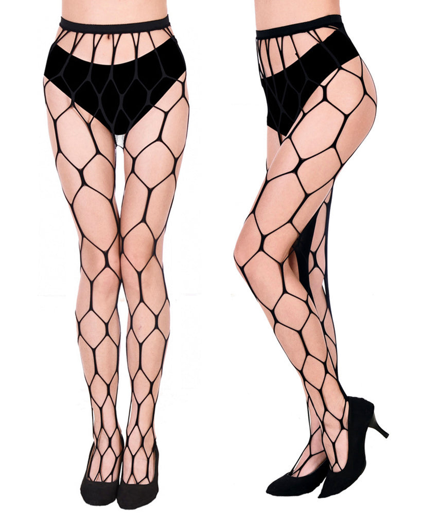 Bangers Only Open Net Tights-Black-Front