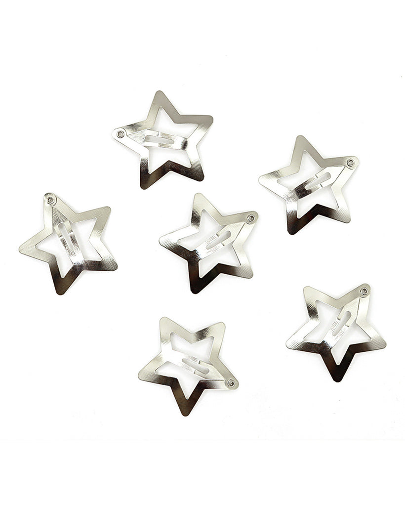 Twinkle Twinkle Star Hair Clip Set-Silver-Front