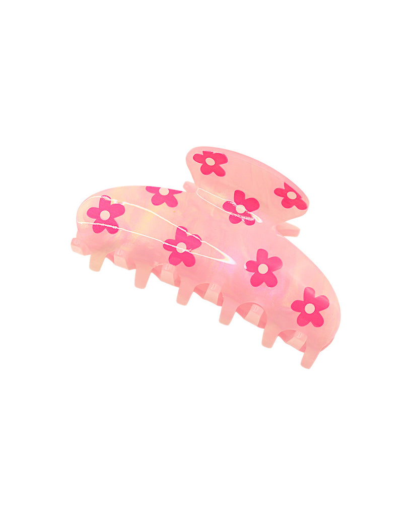 Petal Toss Floral Hair Claw-Pink-Regular-Front--Model---S