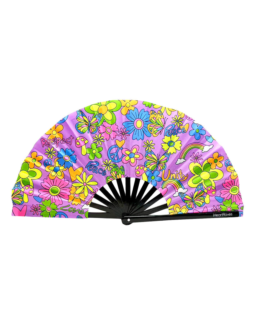 Paradise UV Reactive Hand Fan-Rainbow-Regular-Front--Model---S