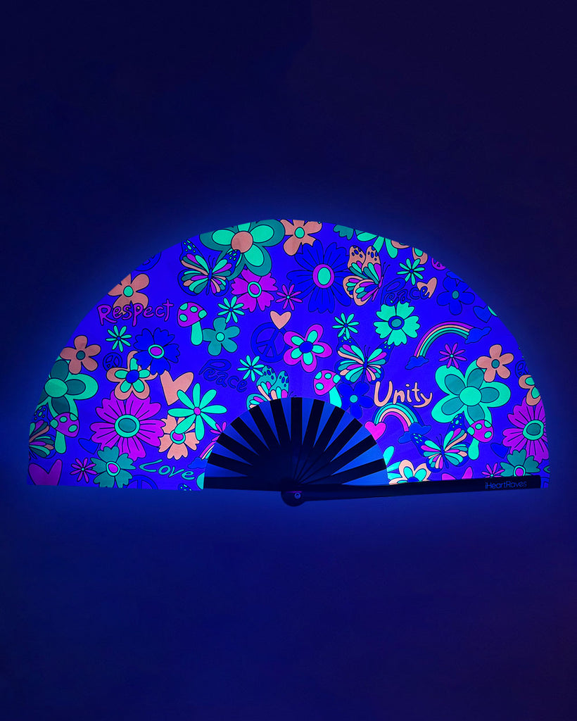 Paradise UV Reactive Hand Fan-Rainbow-Regular-UV--Model---S