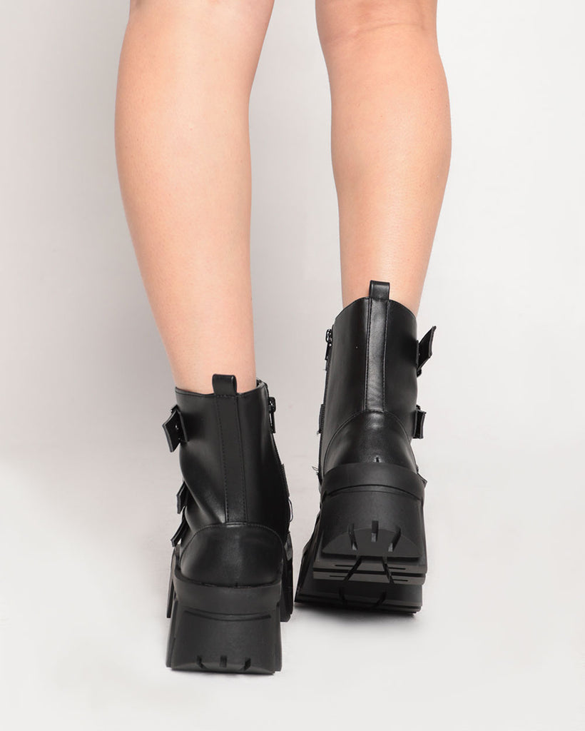 Anthony Wang Dusk Till Dawn Platform Ankle Boots-Black-Regular-Back--Model---5