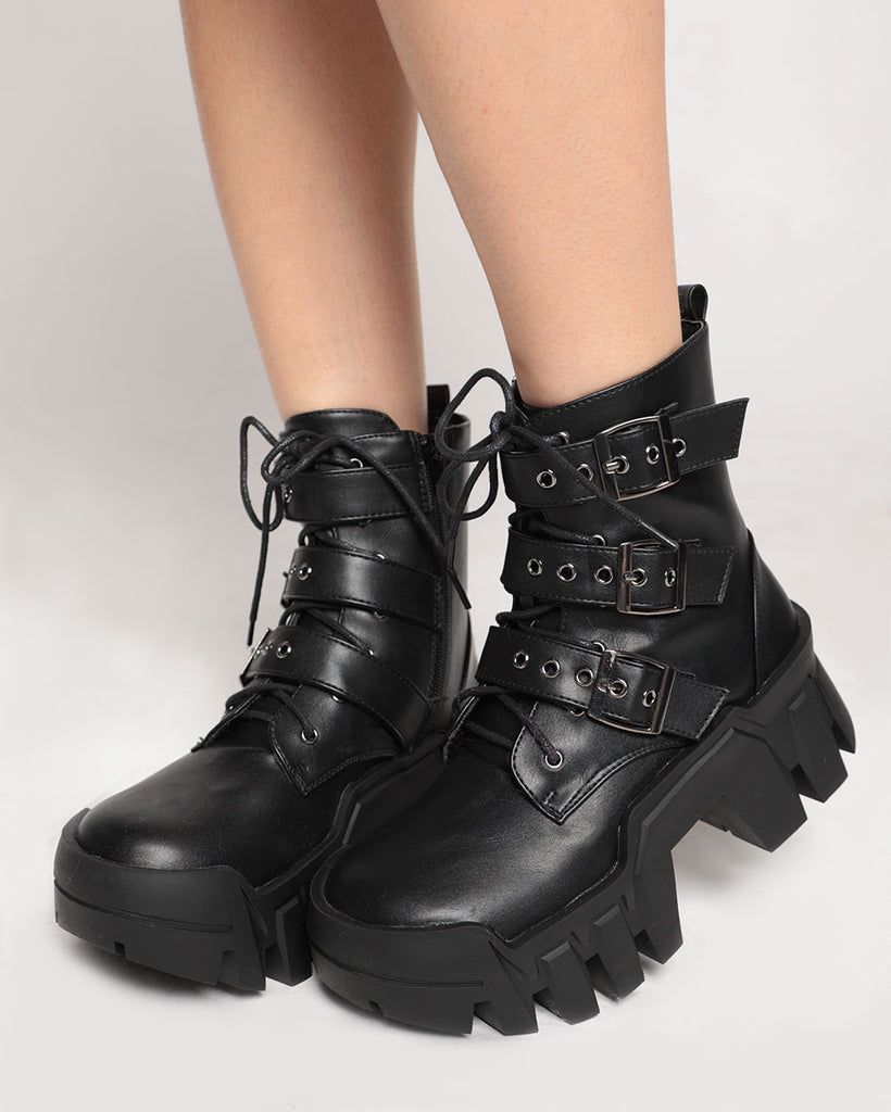 Anthony Wang Dusk Till Dawn Platform Ankle Boots-Black-Regular-Front--Model---5