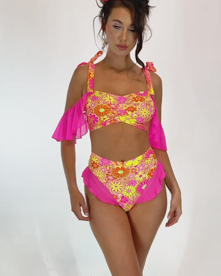 Rolita Couture x iHR Floral Frenzy Divine Top-Pink/Yellow-Regular-allskus
