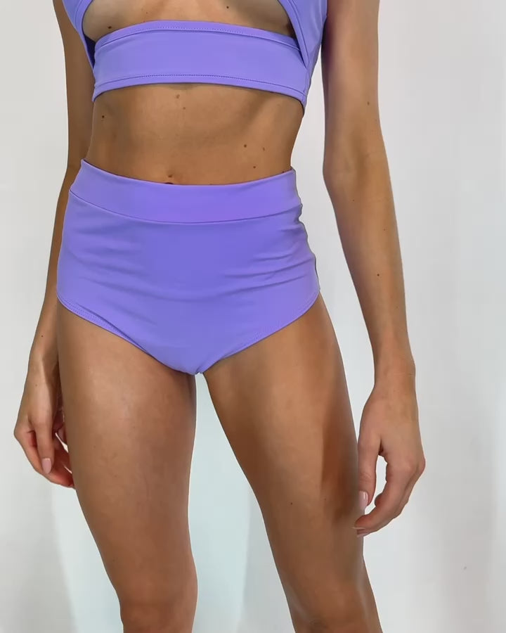 Rave Revolution Recycled Fabric High Waist Booty Shorts-Lavender-Regular-Video
