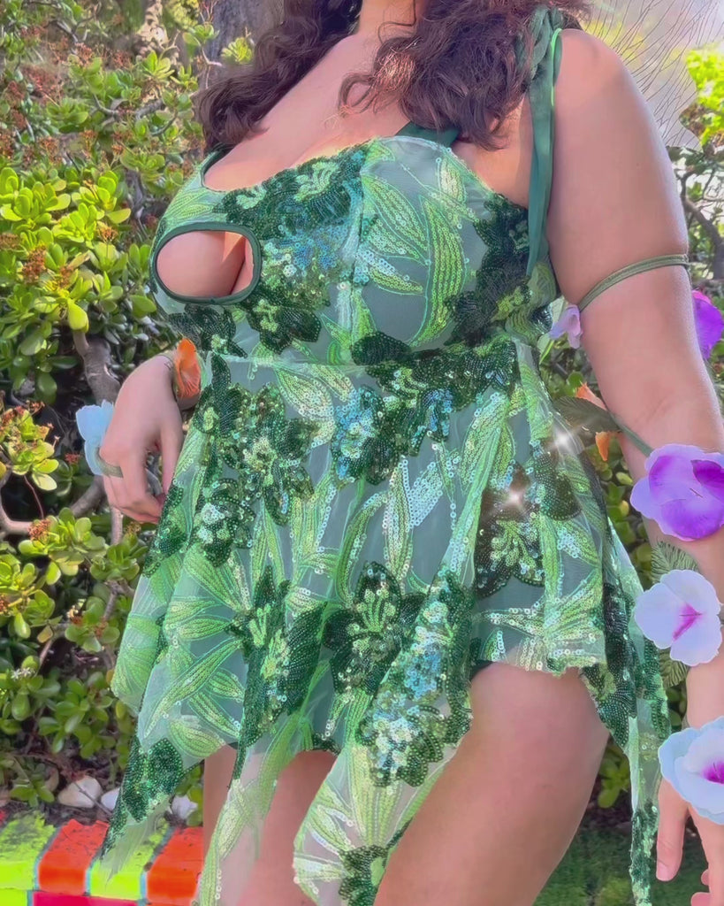 Forest Fairytale Sequin Fairy Dress-Green-Curve1-allskus