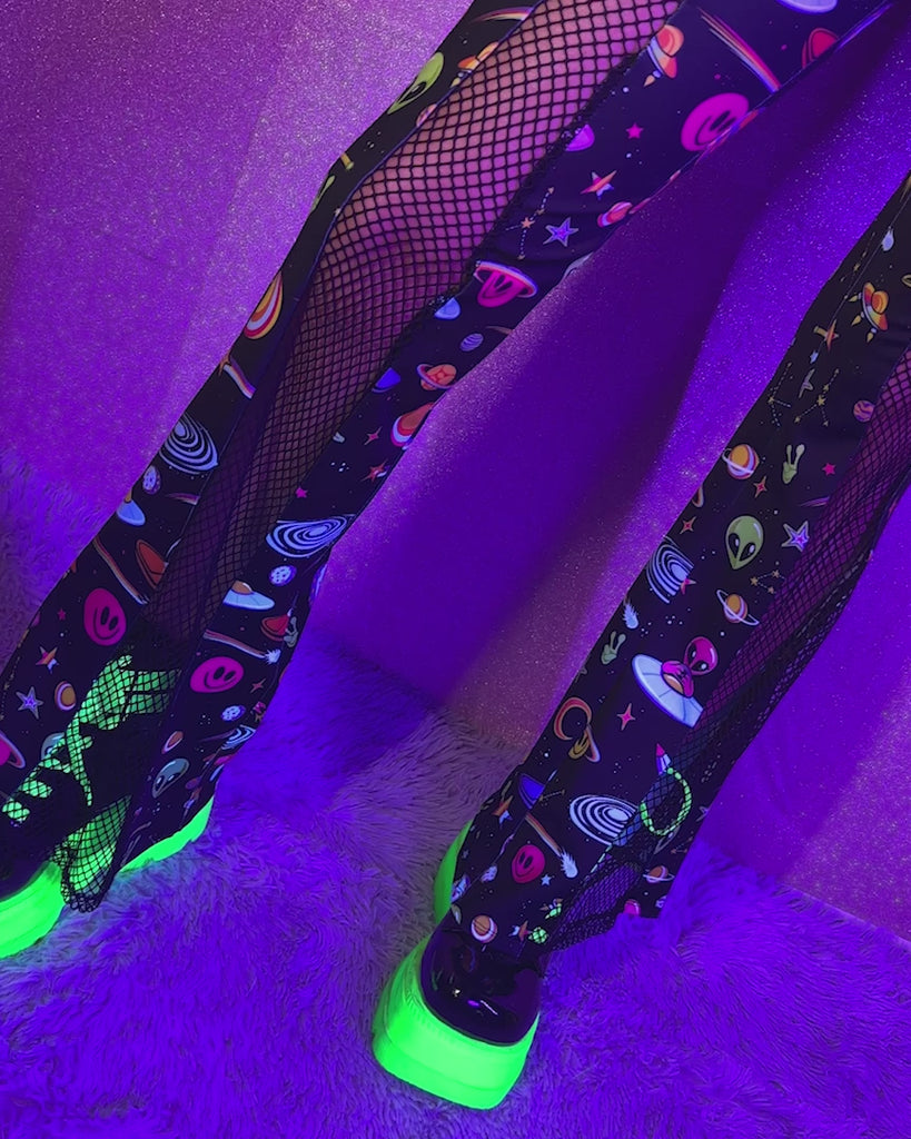Silly in Space Fishnet Bell Bottoms-Baby Pink/Black/Lavender-Video