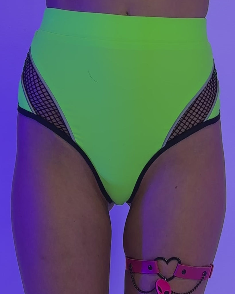 High Frequency Reflective Booty Shorts-Black/Neon Green-allskus