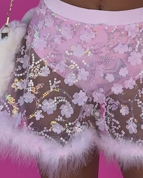 Sparkling Spell Floral Skirt-Baby Pink-allskus