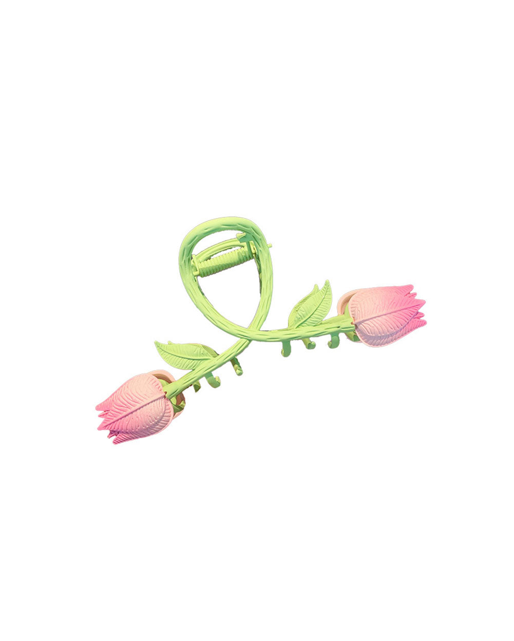 Wildflower Floral Hair Claw-Green/Pink-Front