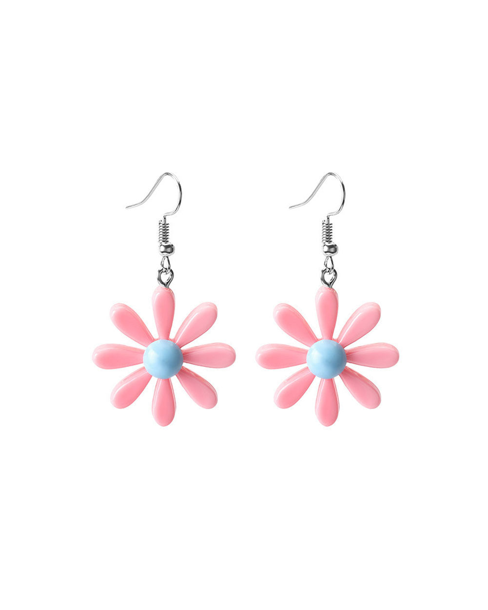 Spring's Bloom Daisy Earrings-Baby Pink-Front
