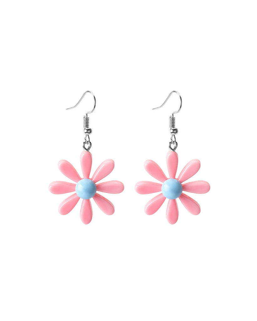 Spring's Bloom Daisy Earrings-Baby Pink-Front