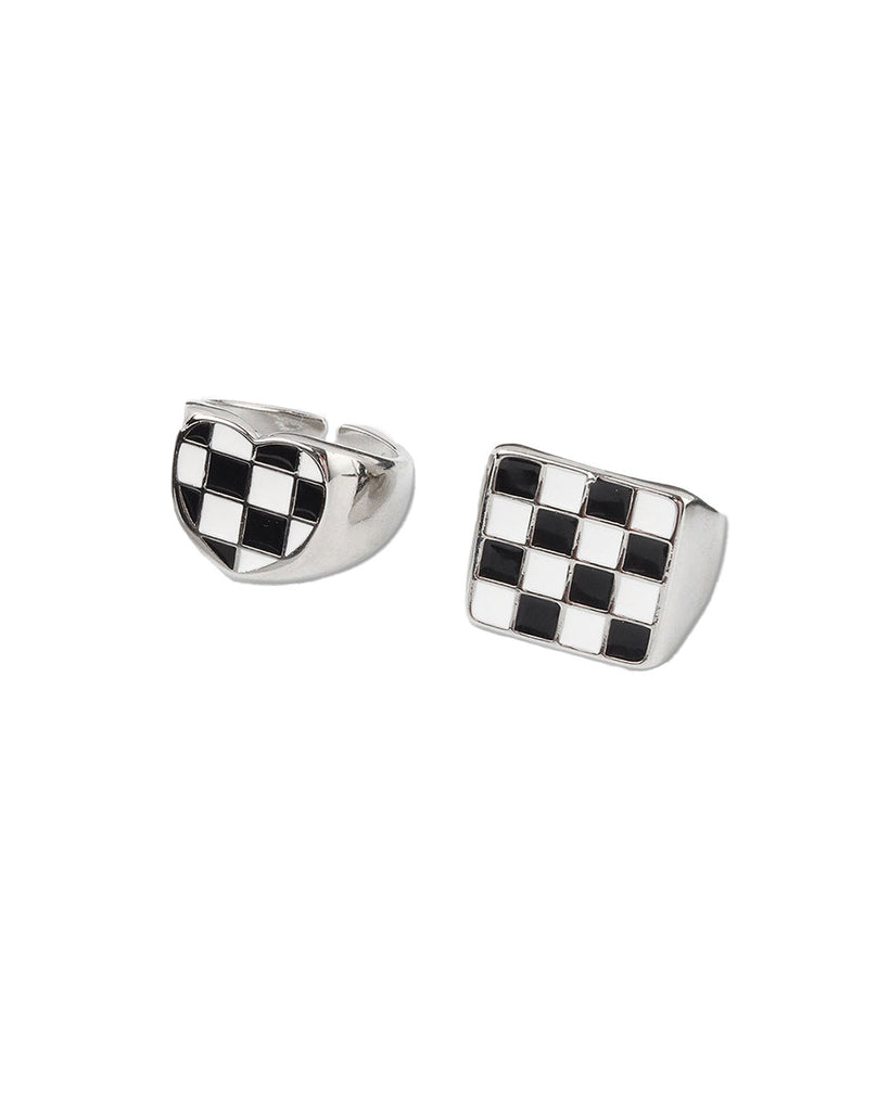 Child's Play Checkered Rings Set-Black/White-Front