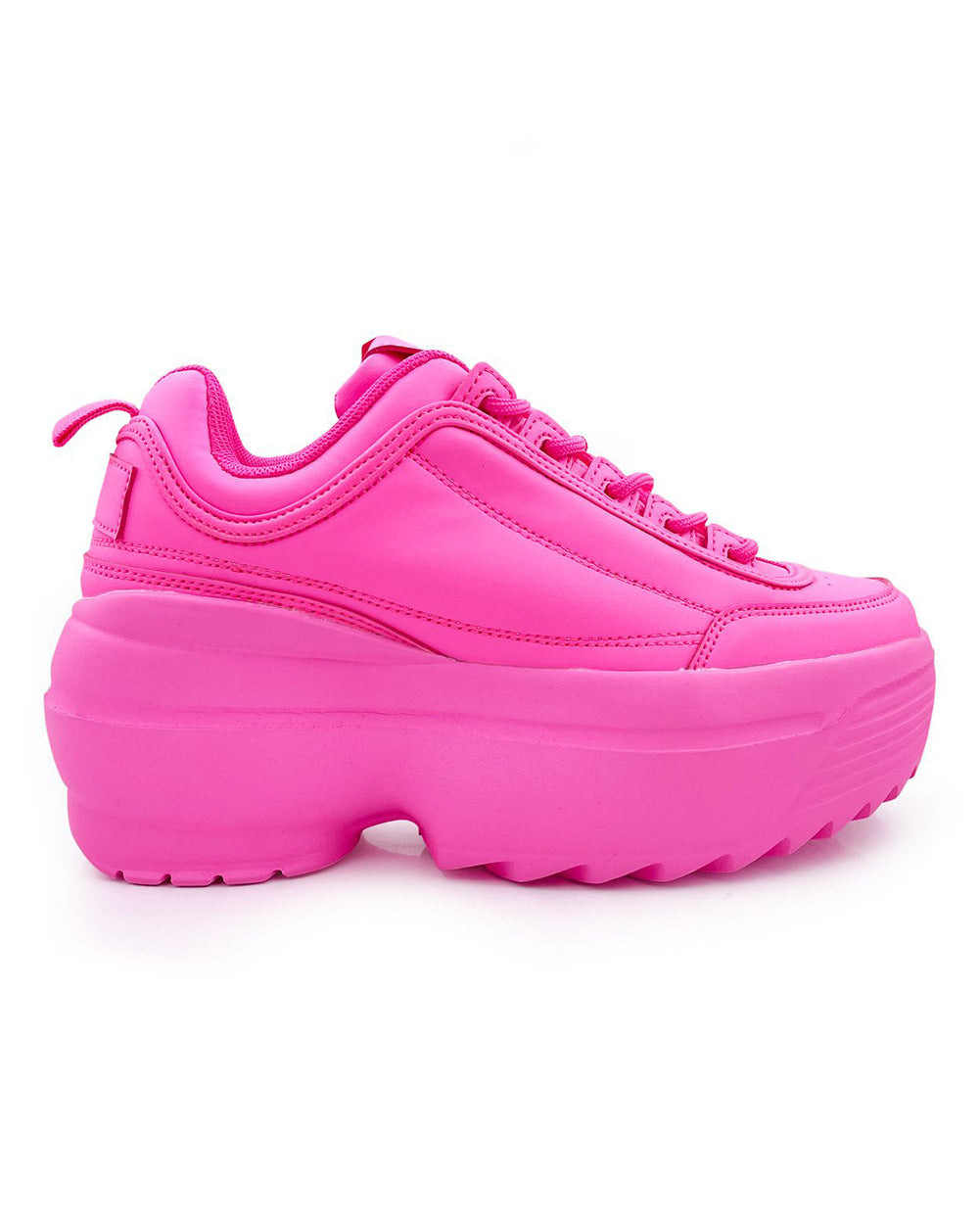 Neon Realness Platform Sneakers-Neon Pink-Mock