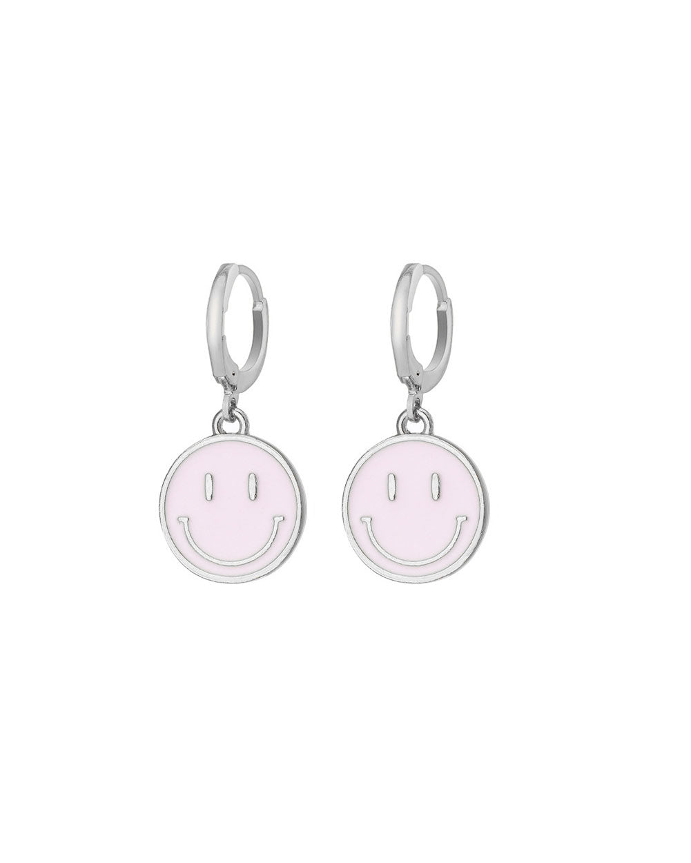 Happy Pill Smiley Earrings-Pink-Front