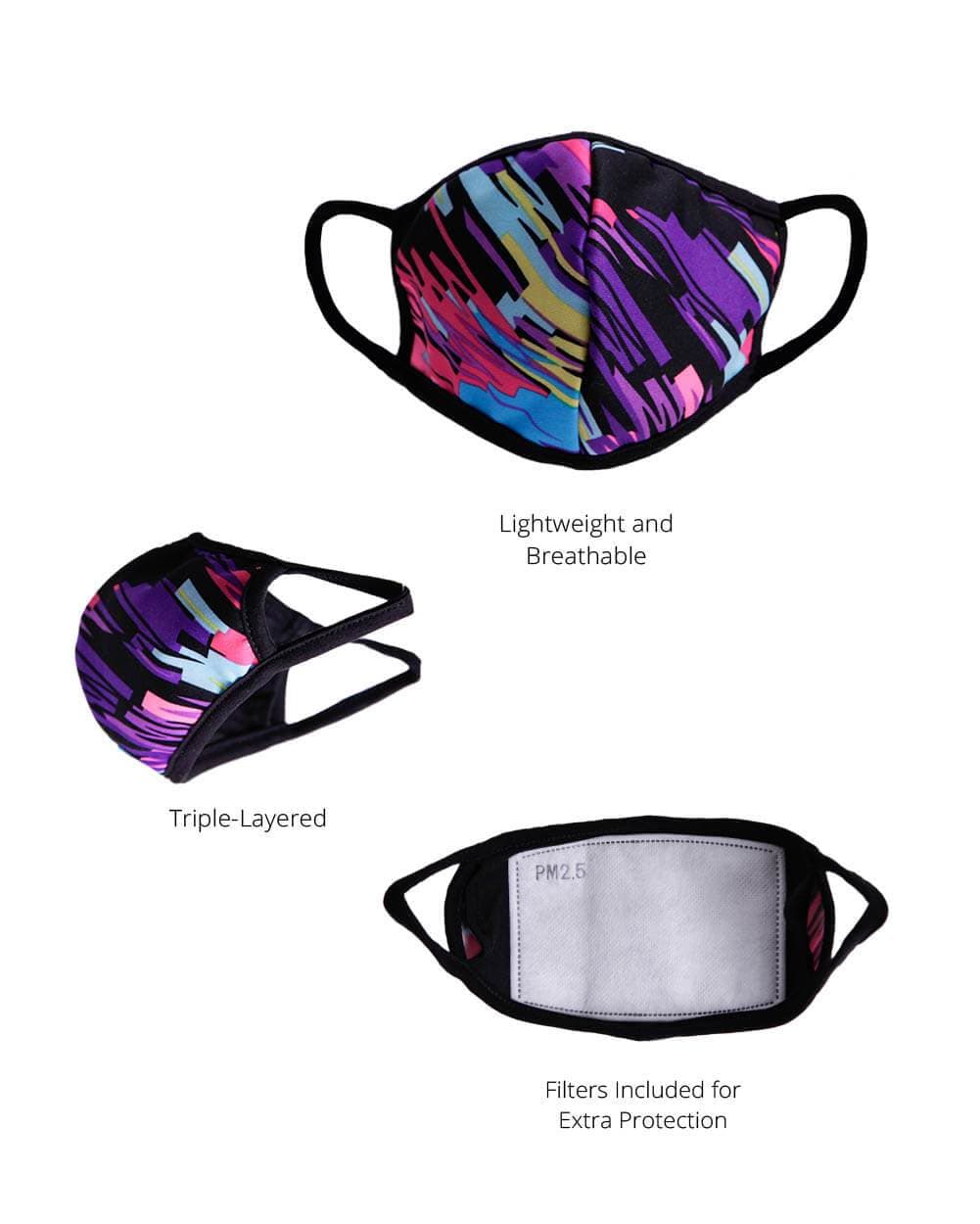 U Got It Filtered Face Mask-Black/Purple-benefits2