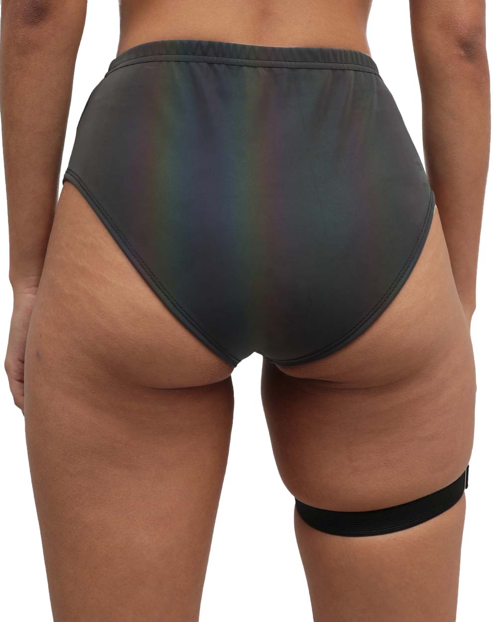 Aftershock Rainbow Reflective Booty Shorts-Rainbow-Back--Quinn---S