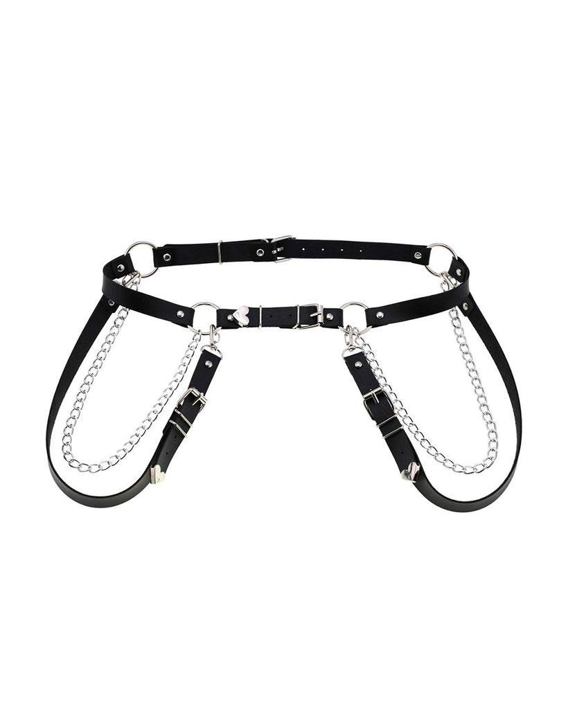 Black Magic Leather & Chain Waist Harness-Black-Mock