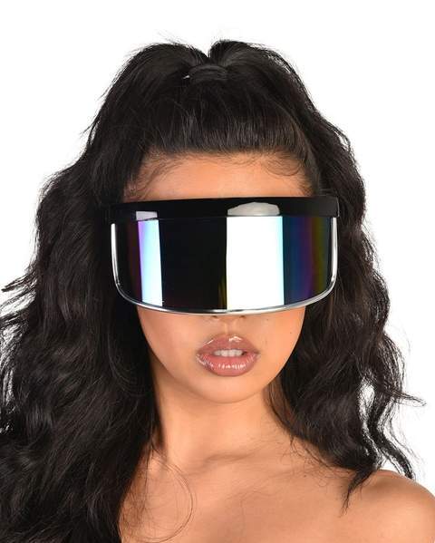 Black Rainbow Holo Visor Glasses-Front