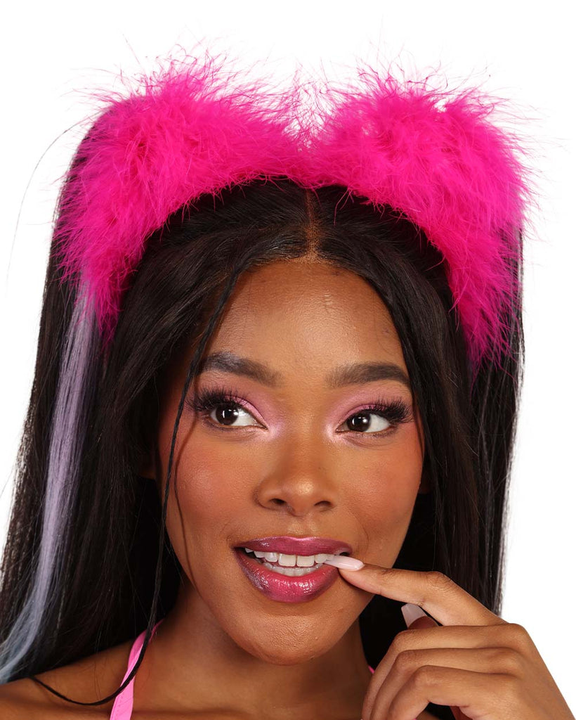 BrittsBlossoms Fluff Kitty Ears-Hot Pink-Front