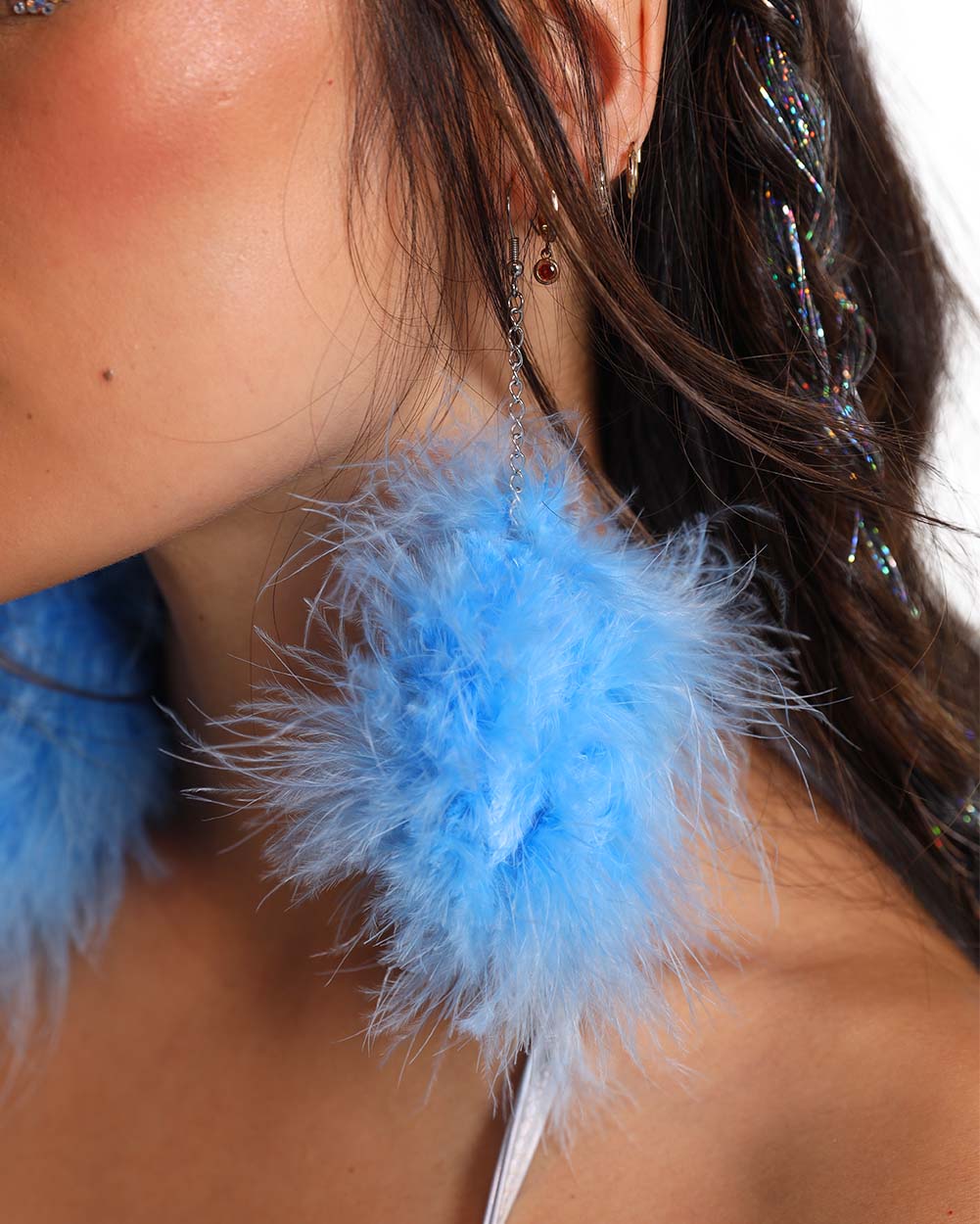 Brittsblossoms Baby Blue Fluff Earrings-Baby Blue-Side