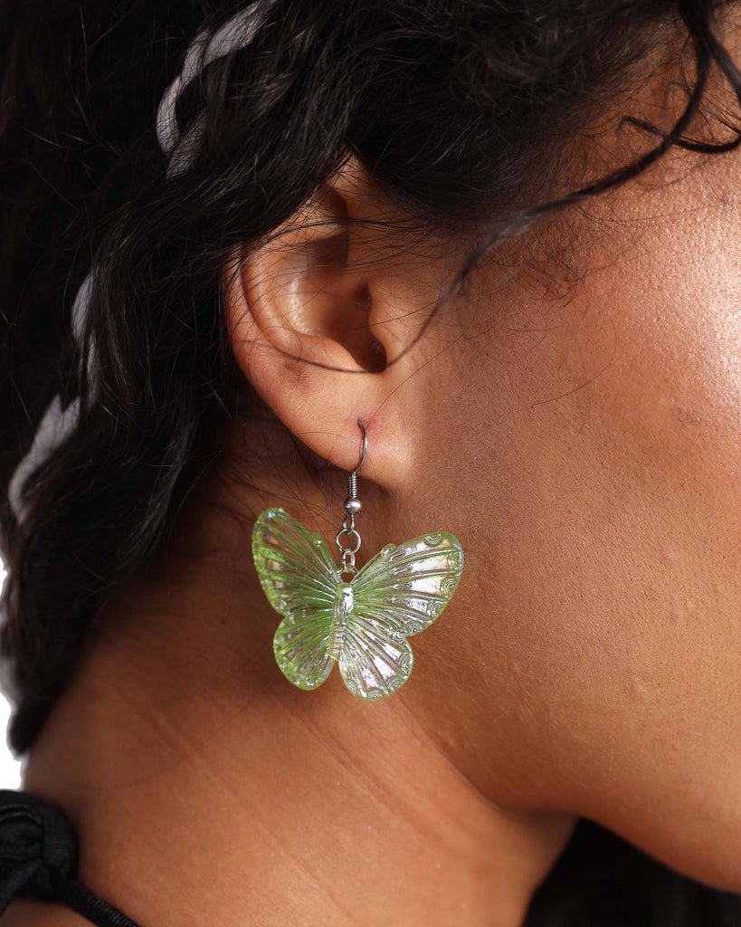 Butterfly Utopia Earrings-Neon Green-Side