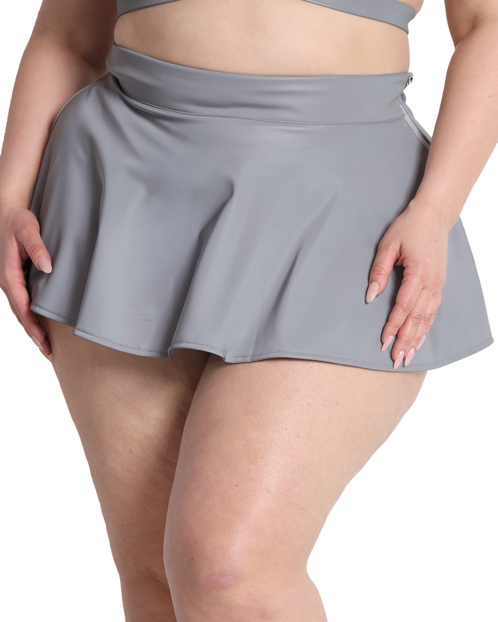 Charge of Light Reflective Skater Skirt-Silver-Curve1-Front--Kellee---1X