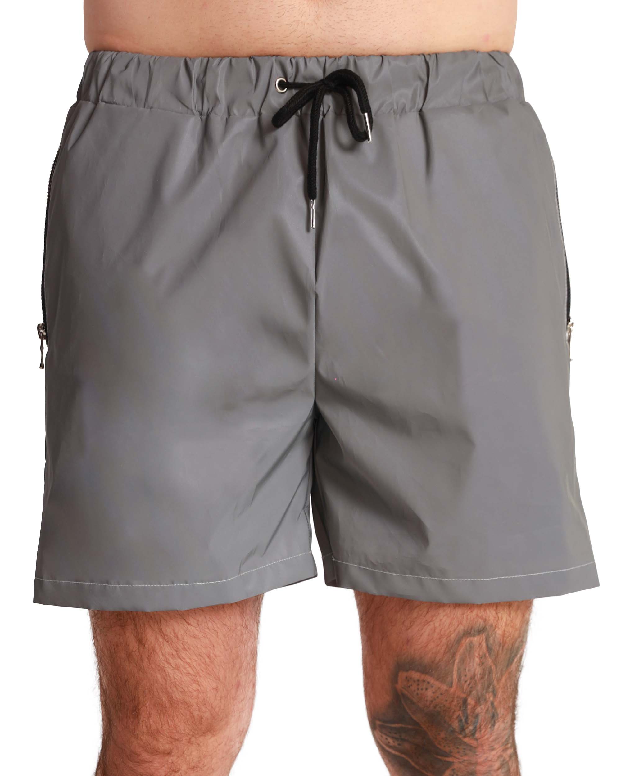 Complete Collapse Men's Silver Reflective Shorts-Black/Silver-Front--David---M