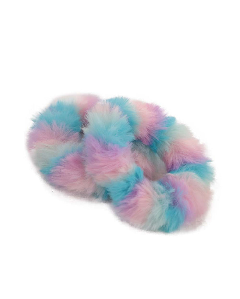 iHeartRaves Cotton Candy Clouds Furry Scrunchies-Baby Pink/Lavender-Front