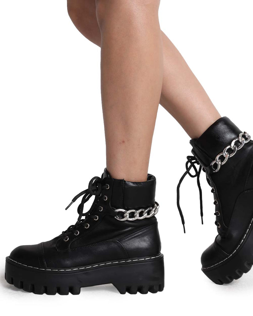 Desperate Measures Chain Platform Boots-Black-Side