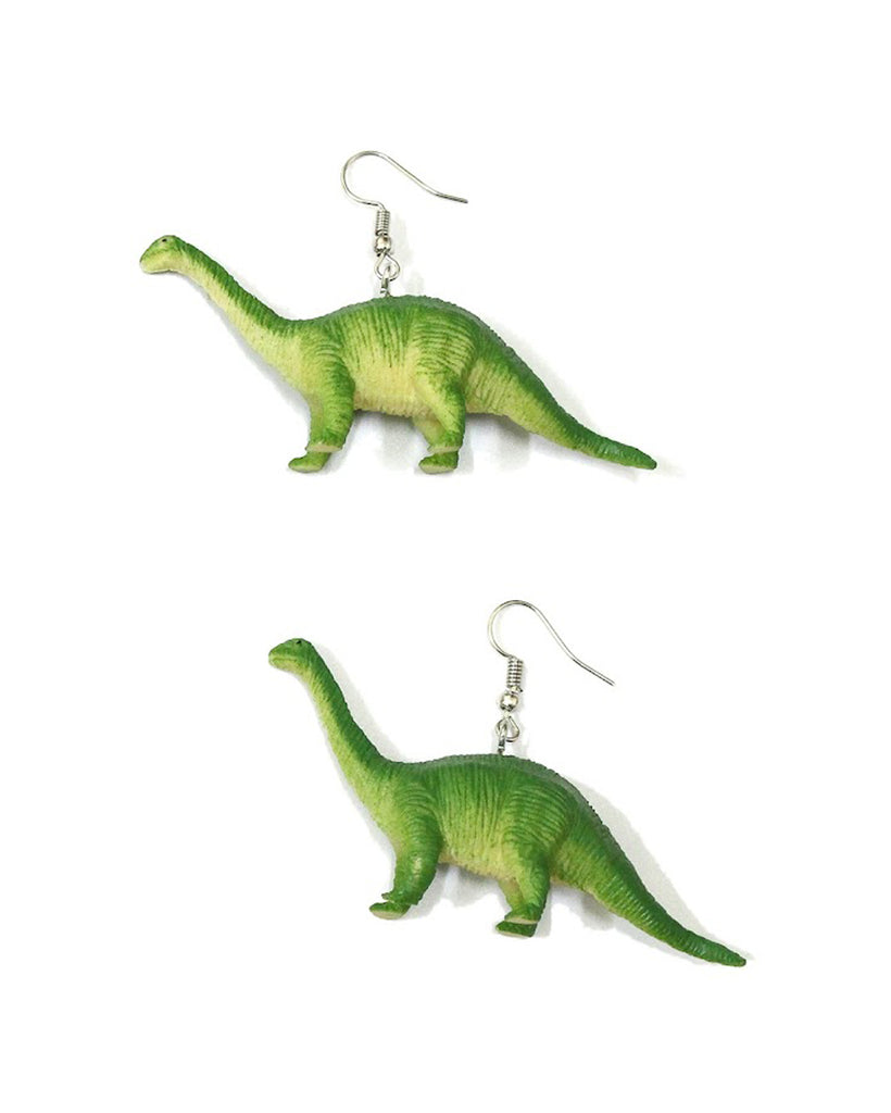 Dino Dangle Earrings-Green-Front2